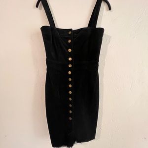Black corduroy button up dress made by Mahina Hawaii